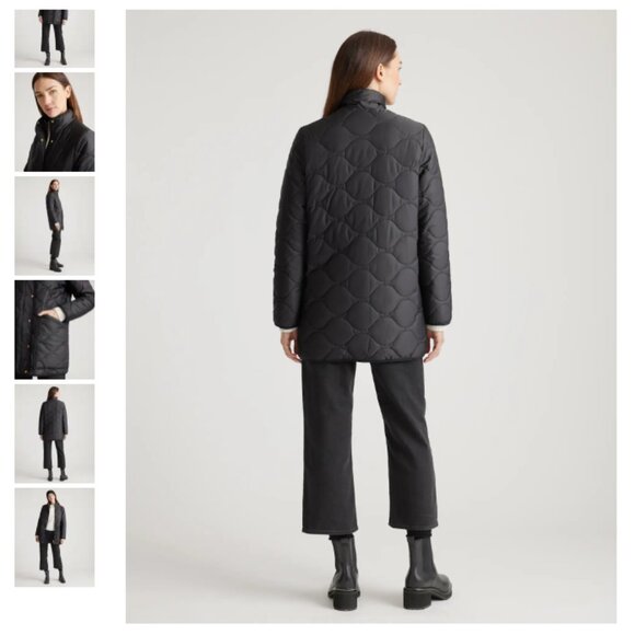 NWOT Quince Women Featherless Quilted Long Puffer Jacket Outerwear Black M - Picture 4 of 4